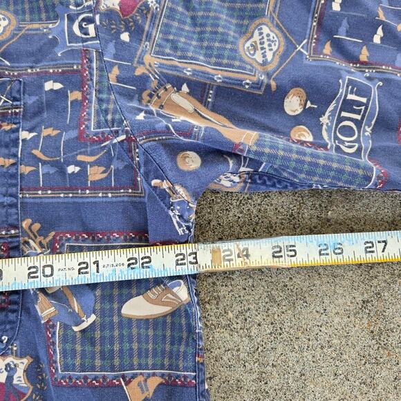 Vtg 90s ROUNDTREE & YORK Golf Clubs All Over Graphic Golf Button Up Shirt Large - Picture 4 of 5
